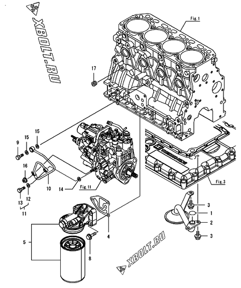  Система смазки двигателя Yanmar 4TNV86F-TK