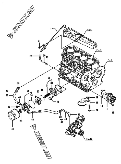  Система смазки двигателя Yanmar 4TNV84T-BM6FD