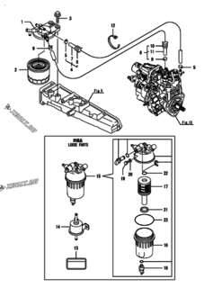 Двигатель Yanmar 4TNV84T-BM6FD, узел -  Топливопровод 