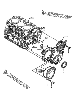  Двигатель Yanmar 3TNM72-AWK, узел -  Корпус редуктора 