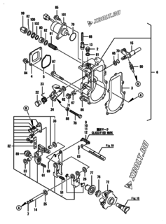  Двигатель Yanmar 2TNV70F-NTKA, узел -  Регулятор оборотов 