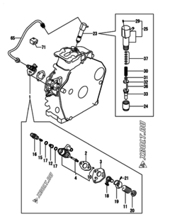  Двигатель Yanmar L70N5EF1C1EAIN, узел -  Топливный насос высокого давления (ТНВД) и форсунка 