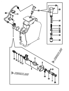  Двигатель Yanmar L100N6EL2C9HAPR, узел -  Топливный насос высокого давления (ТНВД) и форсунка 