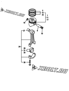  Двигатель Yanmar L100N6FF1Z1JAFT, узел -  Поршень и шатун 