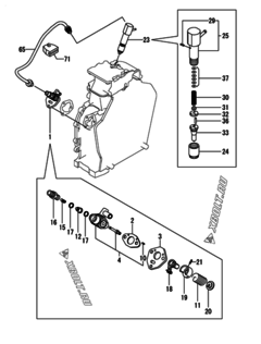  Двигатель Yanmar L100N6FF1Z1JAFT, узел -  Топливный насос высокого давления (ТНВД) и форсунка 