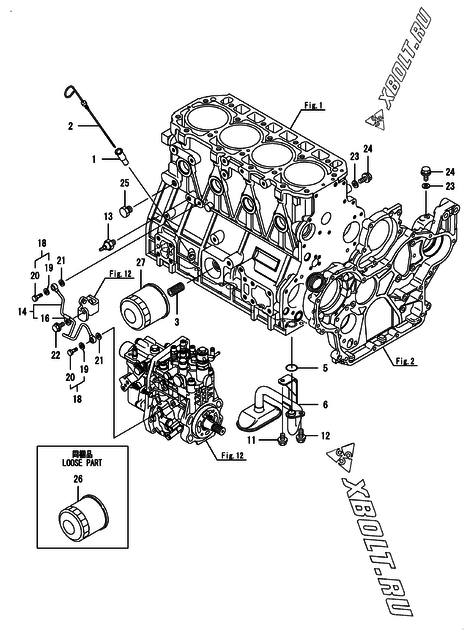  Система смазки двигателя Yanmar 4TNV94L-PLK2