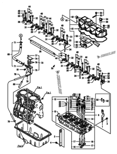  Двигатель Yanmar 4TNV98T-ZNKTC, узел -  Головка блока цилиндров (ГБЦ) 
