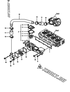  Двигатель Yanmar 4TNV98T-ZNKTC, узел -  Впускной коллектор 