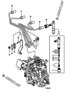  Двигатель Yanmar 4TNV98T-ZNKTC, узел -  Форсунка 