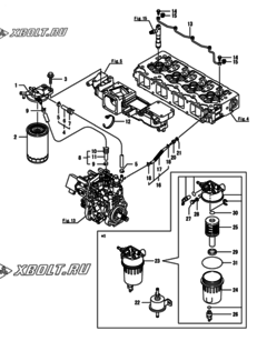  Двигатель Yanmar 4TNV98T-ZNKTC, узел -  Топливопровод 