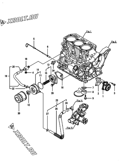  Система смазки двигателя Yanmar 3TNV88C-DTR4