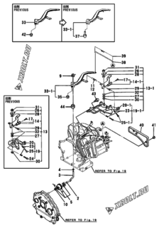 Двигатель Yanmar GA220S, узел -  Регулятор оборотов и прибор управления 