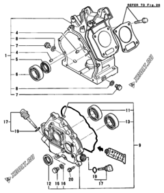  Двигатель Yanmar GA160SNK, узел -  Блок цилиндров 