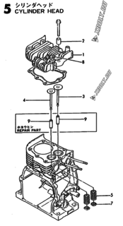  Двигатель Yanmar GE50E-DPKH, узел -  Головка блока цилиндров (ГБЦ) 