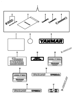  Двигатель Yanmar TF120M-EIV, узел -  Инструменты и шильды 