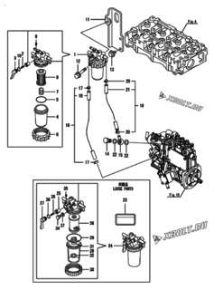  Двигатель Yanmar 3TNM74F-NHGE, узел -  Топливопровод 