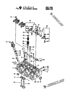  Двигатель Yanmar 6T95L-GH,GM, узел -  Головка блока цилиндров (ГБЦ) 