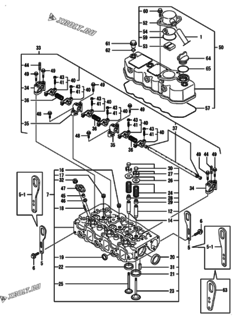  Двигатель Yanmar 3TNE84-GH, узел -  Головка блока цилиндров (ГБЦ) 