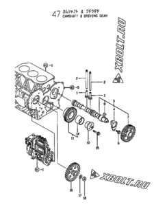  Двигатель Yanmar 3TNE84-GH, узел -  Распредвал и приводная шестерня 
