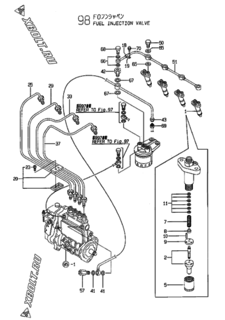  Двигатель Yanmar 4TNE84T-GH, узел -  Форсунка 