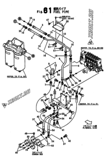  Двигатель Yanmar 6LAALCDT(C01, узел -  Топливопровод 
