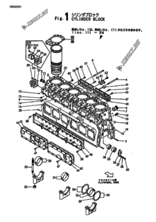  Двигатель Yanmar 6LAALG-DT, узел -  Блок цилиндров 