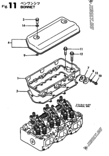  Двигатель Yanmar 6HAL-DT(A01), узел -  Крышка 