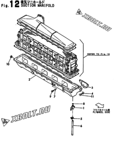  Двигатель Yanmar 6LALC-ST(YCP, узел -  Впускной коллектор 