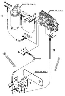  Двигатель Yanmar 6HAL2C-HT, узел -  Топливопровод 