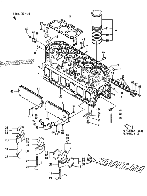  Блок цилиндров двигателя Yanmar 6HAL2-TP