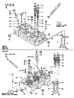  Двигатель Yanmar 6HAL2-HTP, узел -  Головка блока цилиндров (ГБЦ) 