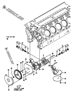  Двигатель Yanmar AY40L-UT, узел -  Масляный насос 