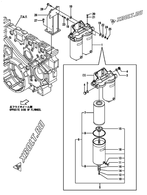  Топливный фильтр двигателя Yanmar AY40L-ET