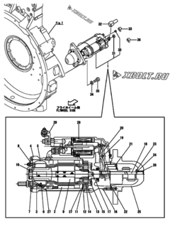  Двигатель Yanmar AY40L-ET, узел -  Стартер 