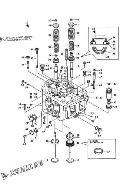  Головка блока цилиндров (ГБЦ) двигателя Yanmar 6N330