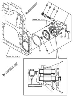  Двигатель Yanmar 6NY16L, узел -  Масляный насос 