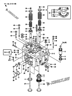  Двигатель Yanmar 8N330L-GV, узел -  Головка блока цилиндров (ГБЦ) 