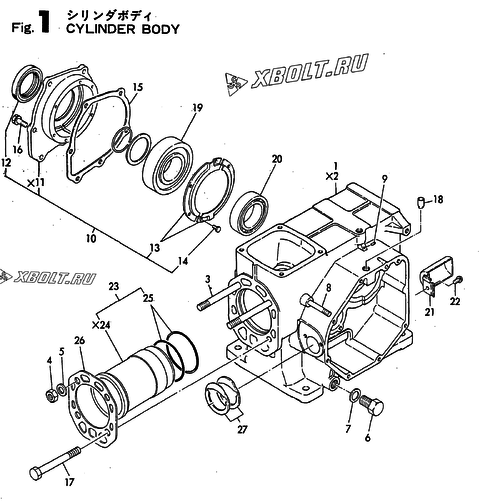  Корпус блока цилиндров двигателя Yanmar TS60-GSK