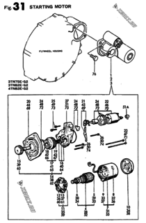  Двигатель Yanmar 3TN82E-G2, узел -  СТАРТЕР 