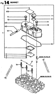  Двигатель Yanmar 3TN66E-S, узел -  Крышка 