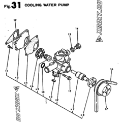  Двигатель Yanmar 3TN66E-S, узел -  Водяная помпа 