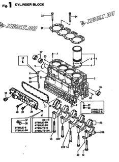  Двигатель Yanmar 3T95LE-SH, узел -  Блок цилиндров 