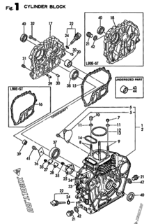  Двигатель Yanmar L90E-SET(M)1, узел -  Блок цилиндров 