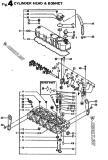  Двигатель Yanmar 4TN82L-RTG, узел -  Головка блока цилиндров (ГБЦ) 