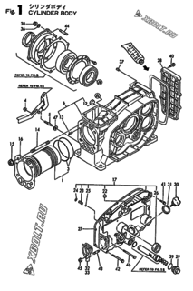  Двигатель Yanmar TF50, узел -  Корпус блока цилиндров 