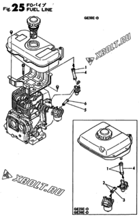  Двигатель Yanmar GE25E-D, узел -  Топливопровод 
