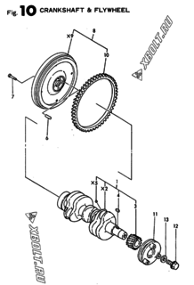  Двигатель Yanmar 3TN66E-CF, узел -  Коленвал и маховик 