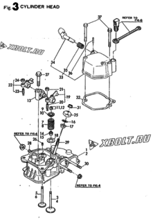  Двигатель Yanmar L60BE-DEA, узел -  Головка блока цилиндров (ГБЦ) 