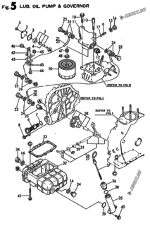  Двигатель Yanmar L40BE-DEA, узел -  Масляный насос и регулятор оборотов 