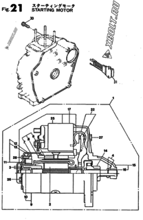  Двигатель Yanmar L60E-DEJ, узел -  Стартер 